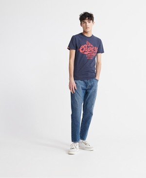 Superdry Heritage Classic Mid Férfi Pólók Kék | BUCTN8674